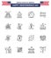 Stock Vector Icon Pack of American Day 16 Line Signs and Symbols for fire; paper; thanksgiving; garland; usa