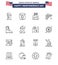 Stock Vector Icon Pack of American Day 16 Line Signs and Symbols for shose; army; festival; security; usa