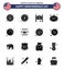 Stock Vector Icon Pack of American Day 16 Solid Glyph Signs and Symbols for ball; festival; sign; pumpkin; western