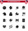 Stock Vector Icon Pack of American Day 16 Solid Glyph Signs and Symbols for eagle; animal; police; western; decoration