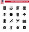 Stock Vector Icon Pack of American Day 16 Solid Glyph Signs and Symbols for food; cold; text; usa; hat