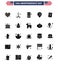 Stock Vector Icon Pack of American Day 25 Solid Glyph Signs and Symbols for invitation; map; cell; location; phone