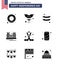 Stock Vector Icon Pack of American Day 9 Line Signs and Symbols for beer; american; golden; sports; hockey