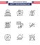 Stock Vector Icon Pack of American Day 9 Line Signs and Symbols for speaker; usa police; location pin; investigating; chips