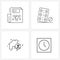 Stock Vector Icon Set of 4 Line Symbols for analytics, clock, pills, house