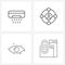 Stock Vector Icon Set of 4 Line Symbols for belongings; eyes; target; shoot; link