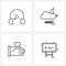 Stock Vector Icon Set of 4 Line Symbols for earphone, love, wife, weather, romantic