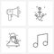 Stock Vector Icon Set of 4 Line Symbols for marketing, profile, anchor, sailor, ladies