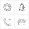 Stock Vector Icon Set of 4 Line Symbols for setting, phone, bell, ringing, celebration