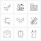 Stock Vector Icon Set of 9 Line Symbols for direction, right, file, arrow, arrow