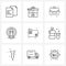 Stock Vector Icon Set of 9 Line Symbols for directory, folder, suitcase, folder, game