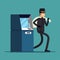 Stock Vector isolated illustration thief steals money from ATM