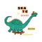 Stock vector print with young green dinosaur rides on skateboard and text.