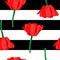 Stock vector seamless pattern with tulips on striped background
