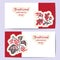 Stock vector set of template design for greeting card, invitation, banner. Traditional Ukrainian embroidered design oak