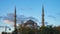 Stock video Istanbul blue mosque night to day time lapse in Istanbul, Turkey