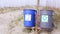 Stock video of recycling bins on the beach 2