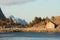 Stockfish house and mountains of Henningsvaer