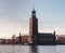 The Stockholm City Hall by the river Riddarfjarden, a classical picture, Sweden