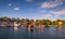 Stockholm - September 23, 2018: Harbor of Vaxholm in the Swedish Archipelago, Sweden