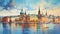 Stockholm Serenade: Impressionistic Canvas Capturing the Heart of Scandinavia