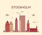 Stockholm skyline vector illustration linear