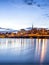 Stockholm sunset skyline panorama with City Hall