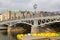 Stockholm, Sweden - 04.16.2017: Steel arches of Djurgardsbron bridge in Ostermalm district in the center of Swedish