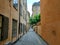 Stockholm, Sweden. August 21, 2017: Swedish street in the area of Gamla Stan Square in Stockholm