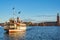 Stockholm Sweden, City Hall and Metro ferry