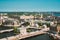 Stockholm, Sweden. Great Church In Cityscape Skyline. Elevated View Of City Center.