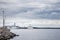 STOCKHOLM, SWEDEN - JULY 12, 2017: View over Frihamnen port in Stockholm, Sweden, with several big ships waiting