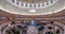 STOCKHOLM, SWEDEN - MARCH, 2019: Interior of the famous public library stadsbiblioteket in Stockholm, architect Gunnar Asplund