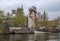 Stockholm, Sweden - May 1, 2019: Old pier, old abandoned enterprise. Decrepit building, a lot of rusty details. The old yacht