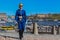 Stockholm, Sweden - May 1, 2019: The Royal Guards Ceremony at the Royal Palace of Stockholm. Young guards woman before the