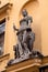 Stockholm, Sweden - May 1, 2019: The statue of a woman warrior, Viking Woman Blenda in chain mail, she holds a shield -