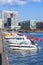 Stockholm. Vertical cityscape with boats