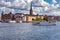 Stockholm. View of the city embankment of the island of Gamla Stan.