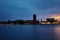 Stockholm, view the city hall at sunset, beautiful and colorful light