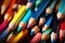 StockImage Colorful pencils background, close up with shallow depth of field