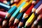 StockImage Colorful pencils background, close up with shallow depth of field