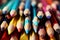 StockImage Colorful pencils background, close up with shallow depth of field