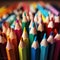 StockImage Colorful pencils background, close up with shallow depth of field