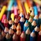 StockImage Colorful pencils background, close up with shallow depth of field