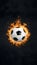 StockImage Soccer ball depicted ablaze on a dark backdrop