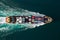 StockPhoto Aerial view of container cargo ship in motion over open ocean