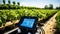 stockphoto, automated irrigation system using iot, showing tablet with reduced water use. Innovative technology