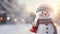 stockphoto, copy space, Winter holiday christmas background banner - Closeup of cute funny laughing snowman