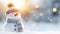 stockphoto, copy space, Winter holiday christmas background banner - Closeup of cute funny laughing snowman