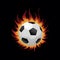 StockPhoto Illustration of a blazing soccer ball set against a black background